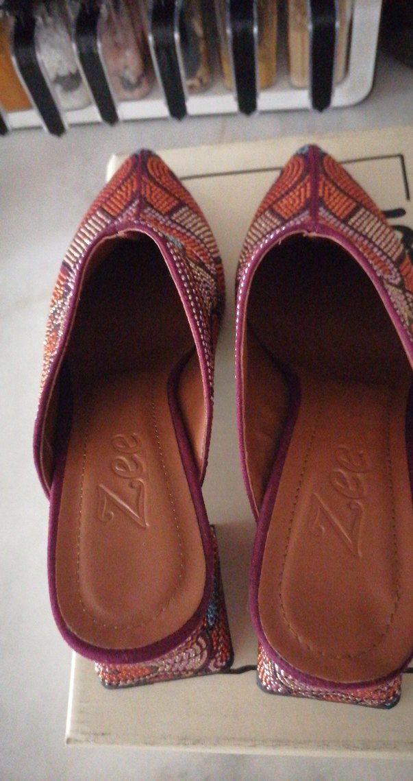 Boncuk İşlemeli Renkli Kadın Dolgu Topuk 6 st  Sabo Terlik 37nu - Görsel 5