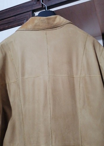 Bej Süet Düğmeli Uzun Kadın Kaban - Görsel 9