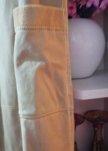 Bej Süet Düğmeli Uzun Kadın Kaban - Görsel 4