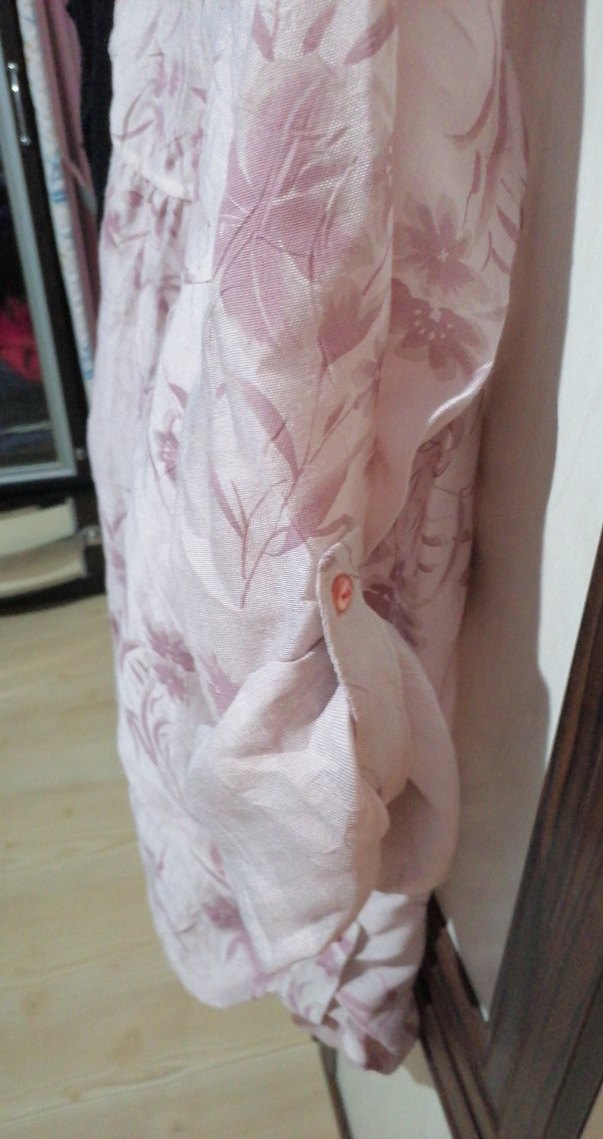 Pembe Desenli Uzun Kollu Keten Gömlek - Görsel 3