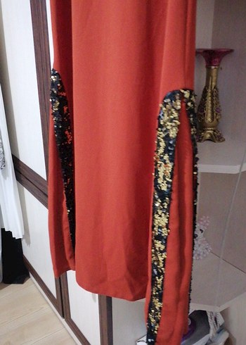 Kahverengi Bohem Uzun Kollu Elbise - Görsel 4