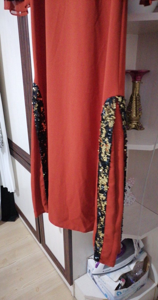 Kahverengi Bohem Uzun Kollu Elbise - Görsel 4