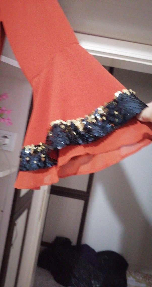 Kahverengi Bohem Uzun Kollu Elbise - Görsel 3