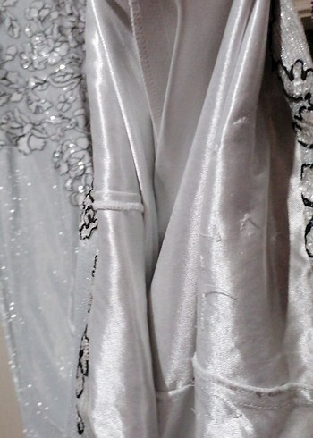 Elbise Gri Nakışlı Uzun Kollu Abiye Elbise 38 39 beden - Görsel 5