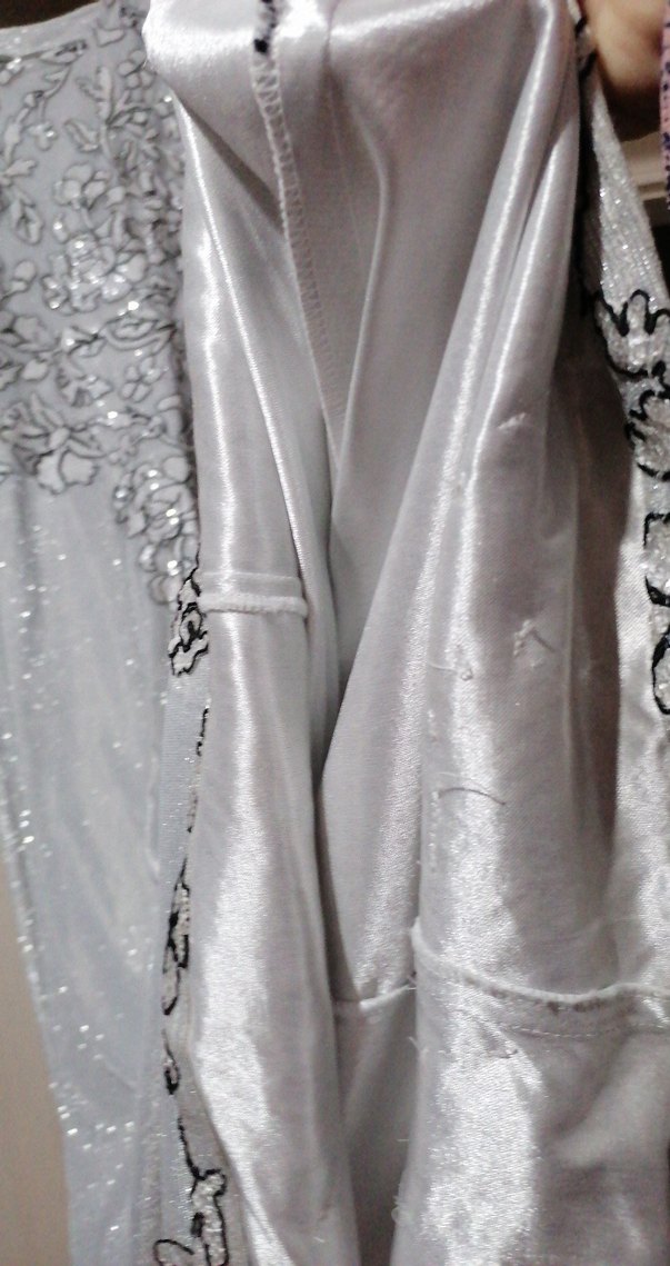 Elbise Gri Nakışlı Uzun Kollu Abiye Elbise 38 39 beden - Görsel 5