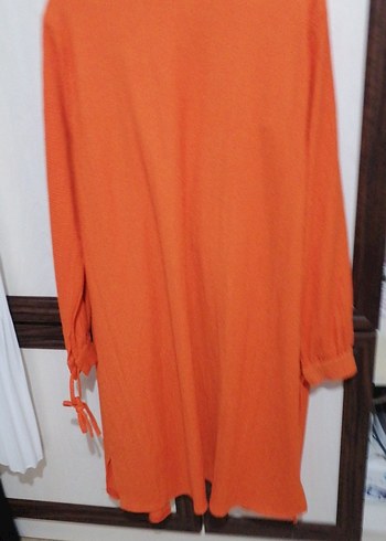 Kadın Turuncu Pilili Bol Kesim Kumaş Pantolon takım 44 46 arası - Görsel 10