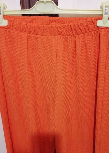 Kadın Turuncu Pilili Bol Kesim Kumaş Pantolon takım 44 46 arası - Görsel 4