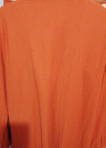 Kadın Turuncu Pilili Bol Kesim Kumaş Pantolon takım 44 46 arası - Görsel 9