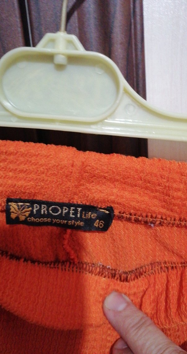 Kadın Turuncu Pilili Bol Kesim Kumaş Pantolon takım 44 46 arası - Görsel 3