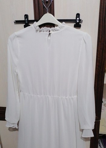 Beyaz Uzun Kollu Şifon bohem Elbise 40 42 arası - Görsel 8