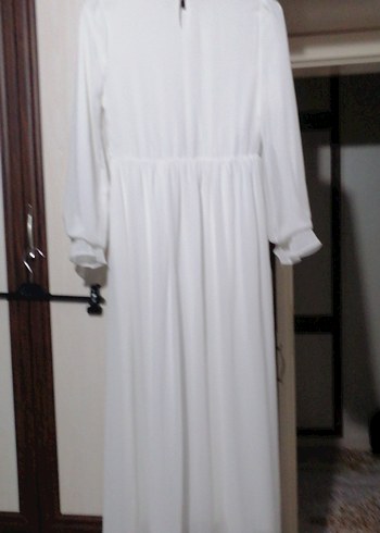 Beyaz Uzun Kollu Şifon bohem Elbise 40 42 arası - Görsel 7