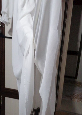 Beyaz Uzun Kollu Şifon bohem Elbise 40 42 arası - Görsel 4