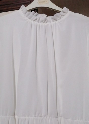 Beyaz Uzun Kollu Şifon bohem Elbise 40 42 arası - Görsel 2