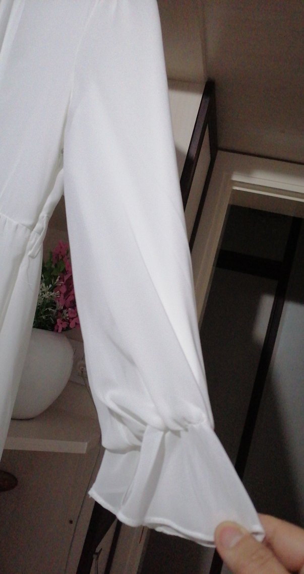 Beyaz Uzun Kollu Şifon bohem Elbise 40 42 arası - Görsel 3