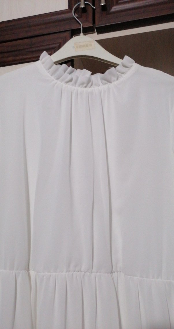 Beyaz Uzun Kollu Şifon bohem Elbise 40 42 arası - Görsel 2