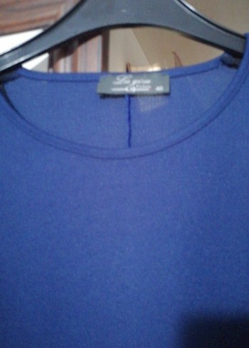 Mavi Uzun Kollu Düz Elbise - Görsel 2