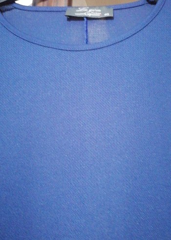 Mavi Uzun Kollu Düz Elbise - Görsel 5