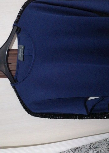 Mavi Uzun Kollu Düz Elbise - Görsel 6