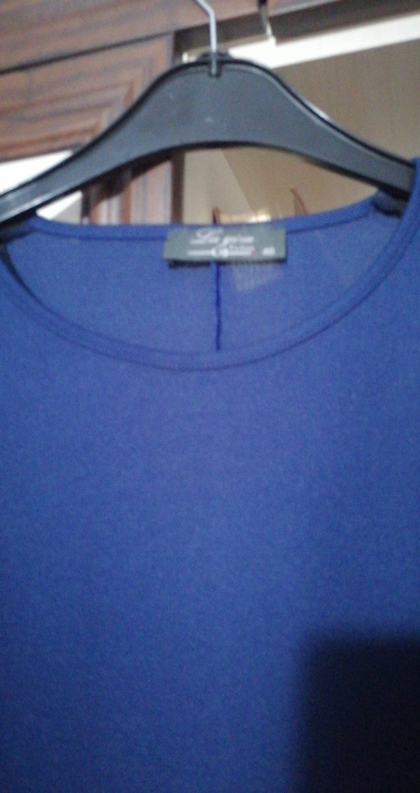 Mavi Uzun Kollu Düz Elbise - Görsel 2