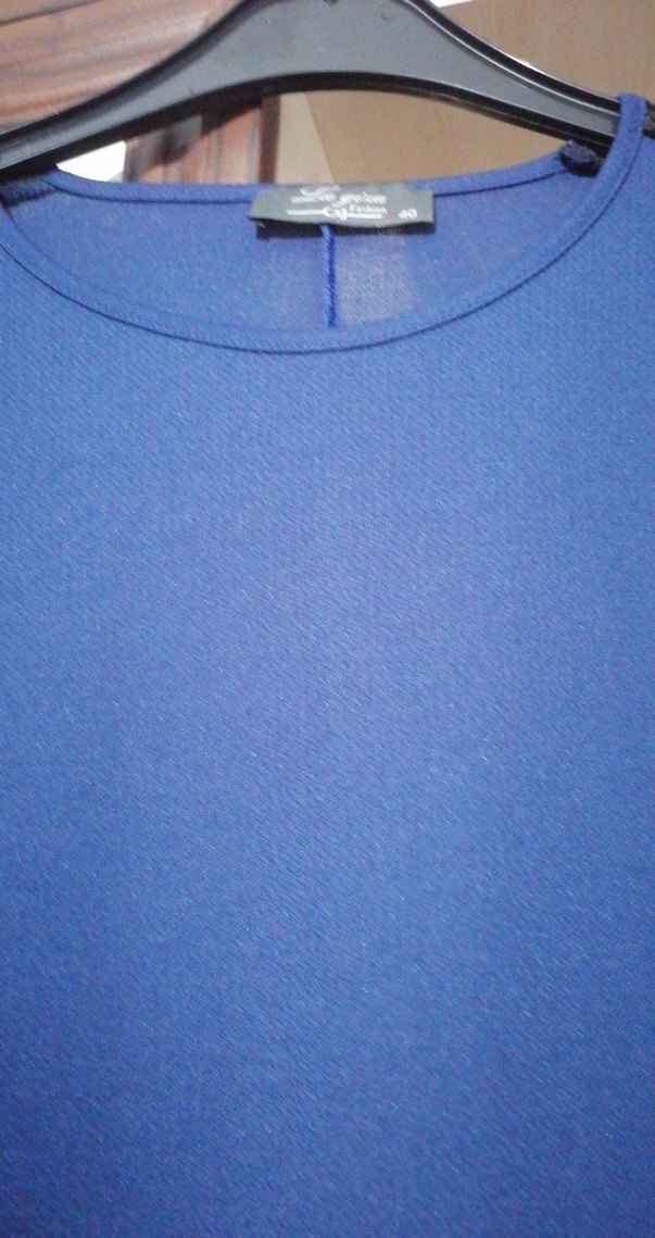 Mavi Uzun Kollu Düz Elbise - Görsel 5