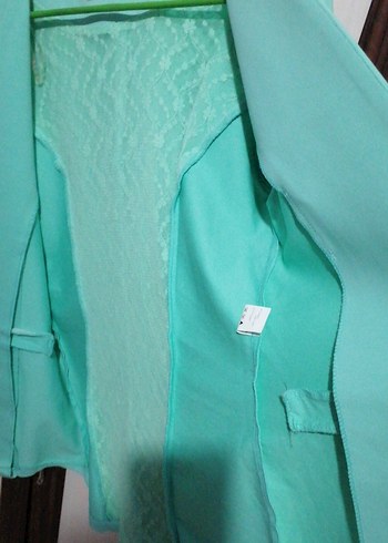 Turkuaz Düğmeli Kadın Blazer Ceket - Görsel 3