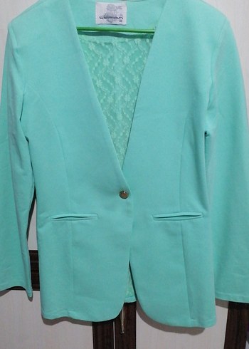 Turkuaz Düğmeli Kadın Blazer Ceket - Görsel 6