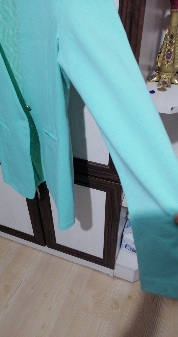 Turkuaz Düğmeli Kadın Blazer Ceket - Görsel 5