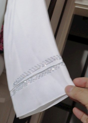 Beyaz Uzun Kadın Ferace - Görsel 5