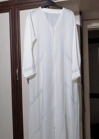 Beyaz Uzun Kadın Ferace - Görsel 3