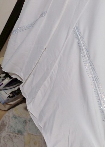 Beyaz Uzun Kadın Ferace - Görsel 8