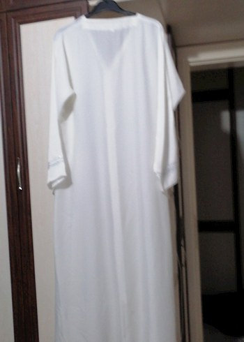 Beyaz Uzun Kadın Ferace - Görsel 9