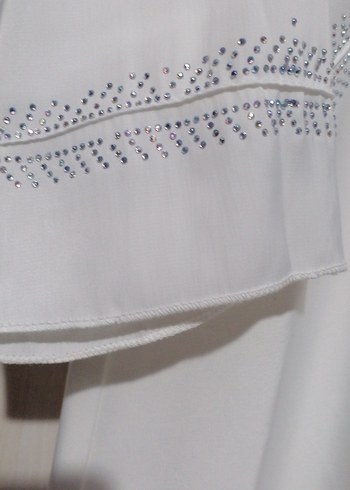 Beyaz Uzun Kadın Ferace - Görsel 7