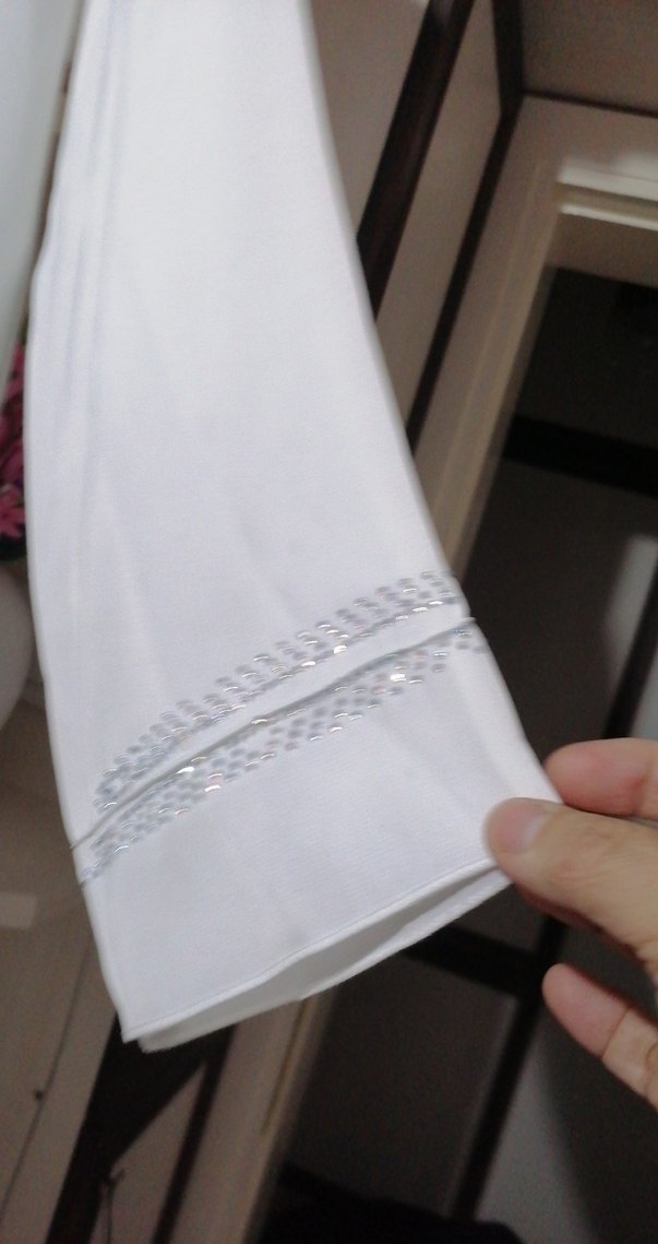 Beyaz Uzun Kadın Ferace - Görsel 5