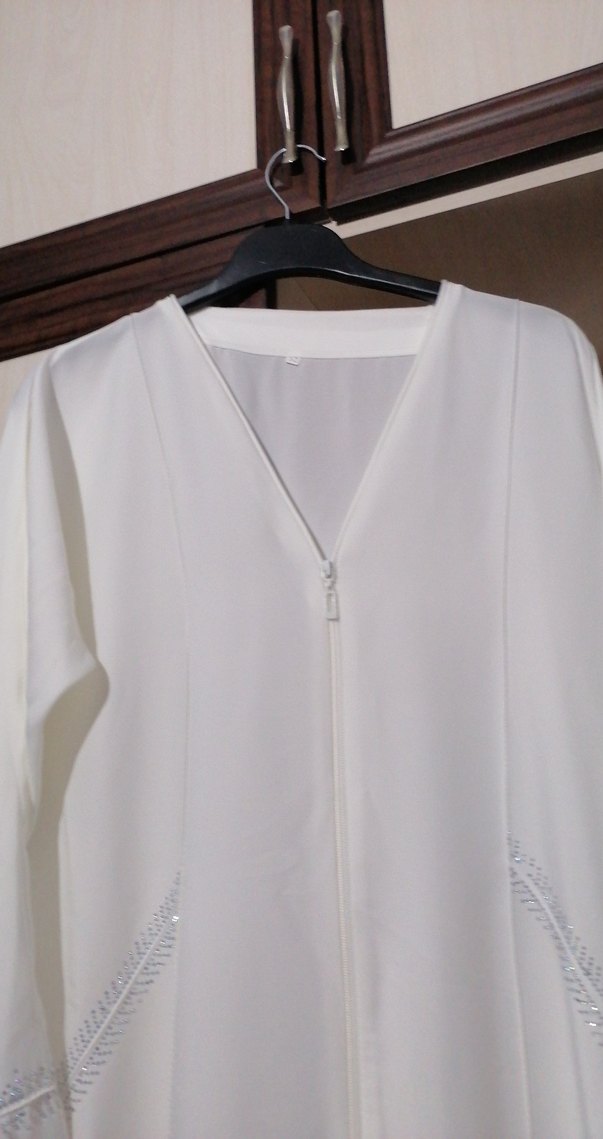 Beyaz Uzun Kadın Ferace - Görsel 4