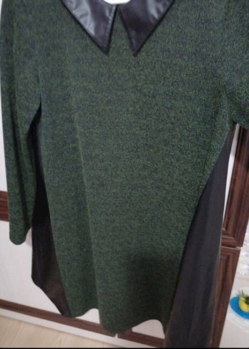 Uzun Kollu Yeşil Triko Tunik - Görsel 5