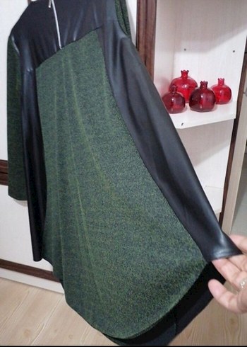 Uzun Kollu Yeşil Triko Tunik - Görsel 3