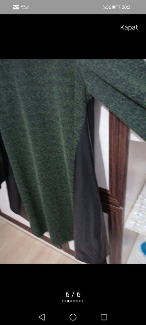 Uzun Kollu Yeşil Triko Tunik - Görsel 2