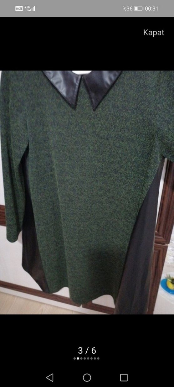 Uzun Kollu Yeşil Triko Tunik - Görsel 5