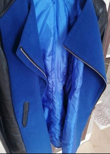 Mavi Deri Detaylı kadın ceket - Görsel 3