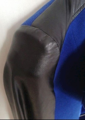 Mavi Deri Detaylı kadın ceket - Görsel 2