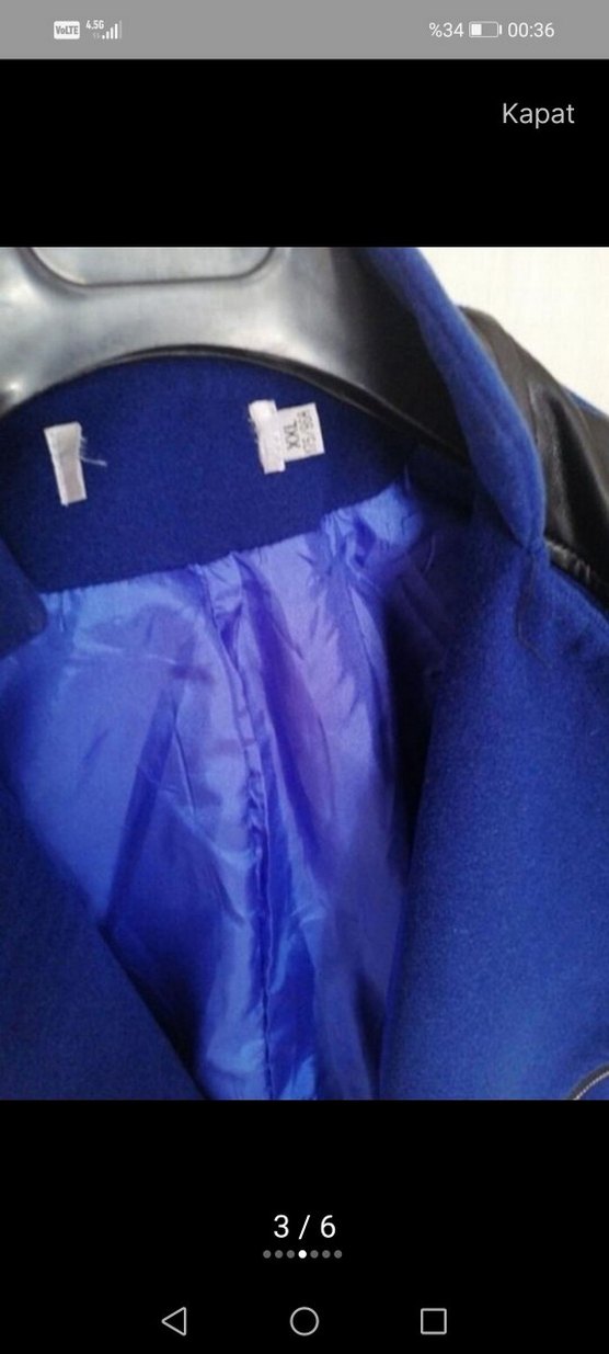 Mavi Deri Detaylı kadın ceket - Görsel 4