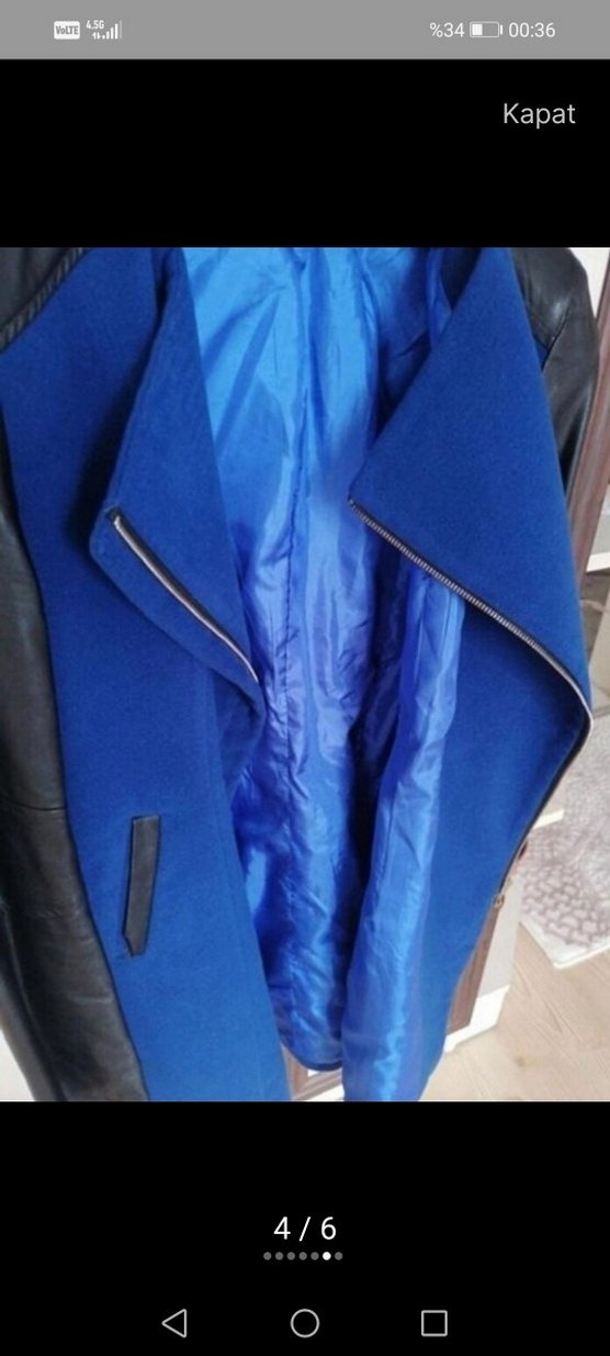 Mavi Deri Detaylı kadın ceket - Görsel 3