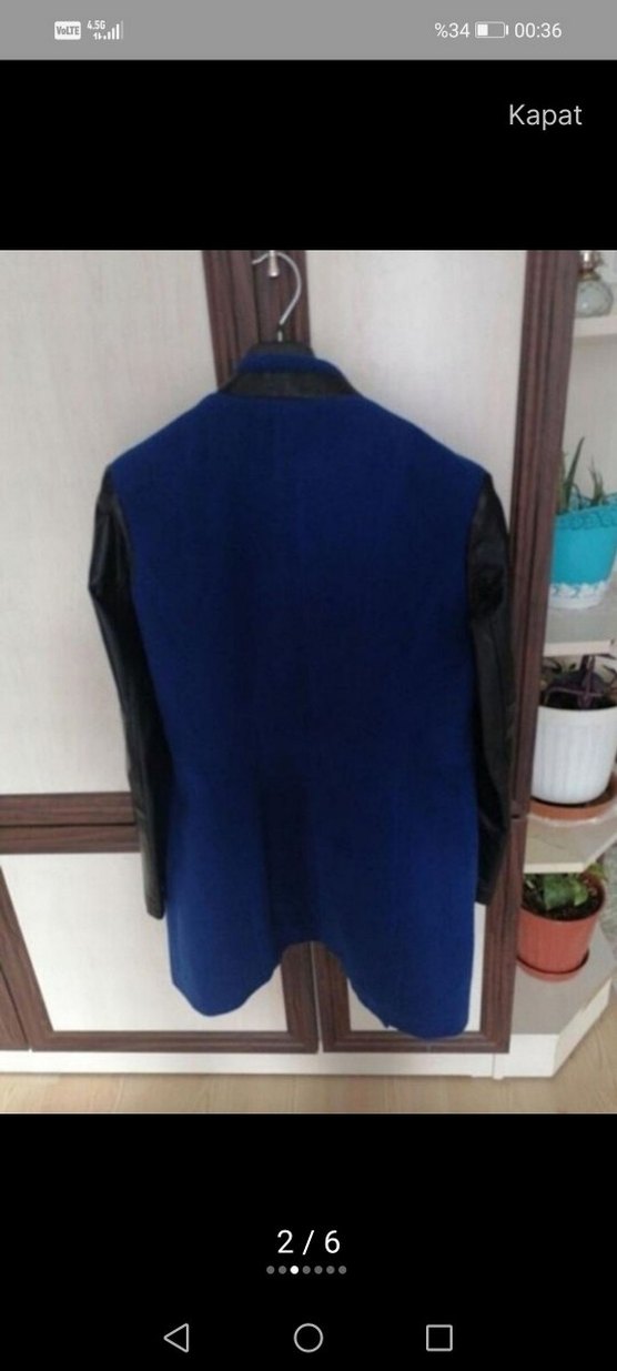 Mavi Deri Detaylı kadın ceket - Görsel 5