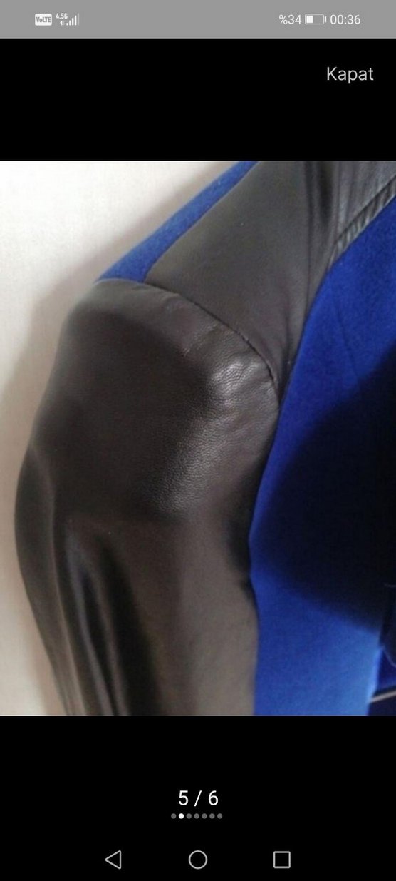 Mavi Deri Detaylı kadın ceket - Görsel 2