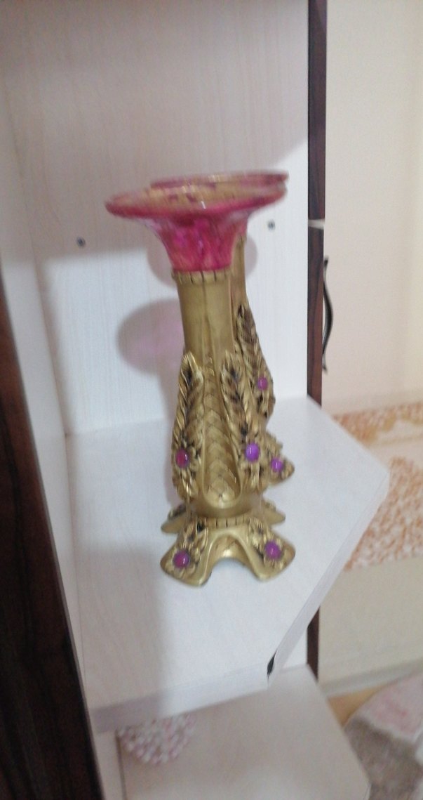 Altın Renkli Parlak Mumluk Çift Set - Görsel 5