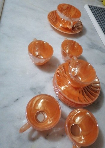 Turuncu Cam 6'lı Fincan Takımı - Görsel 7