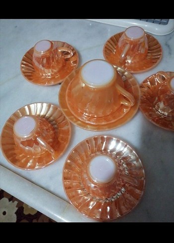 Turuncu Cam 6'lı Fincan Takımı - Görsel 2