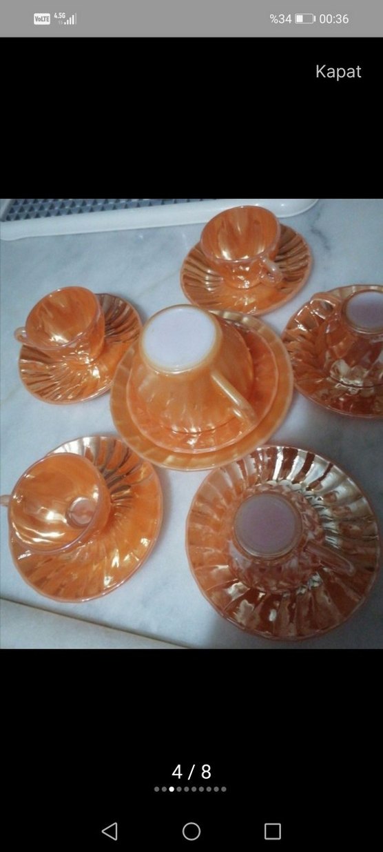 Turuncu Cam 6'lı Fincan Takımı - Görsel 5