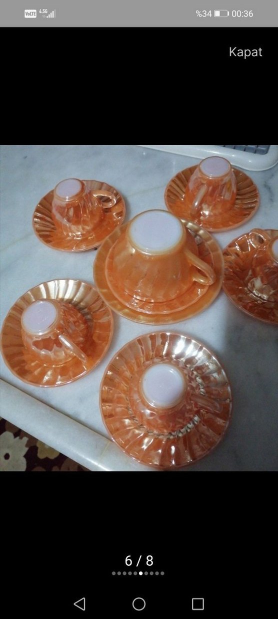 Turuncu Cam 6'lı Fincan Takımı - Görsel 2