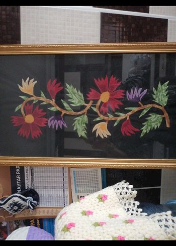 Çerçeveli Çok Renkli Çiçekli Tablo - Görsel 5